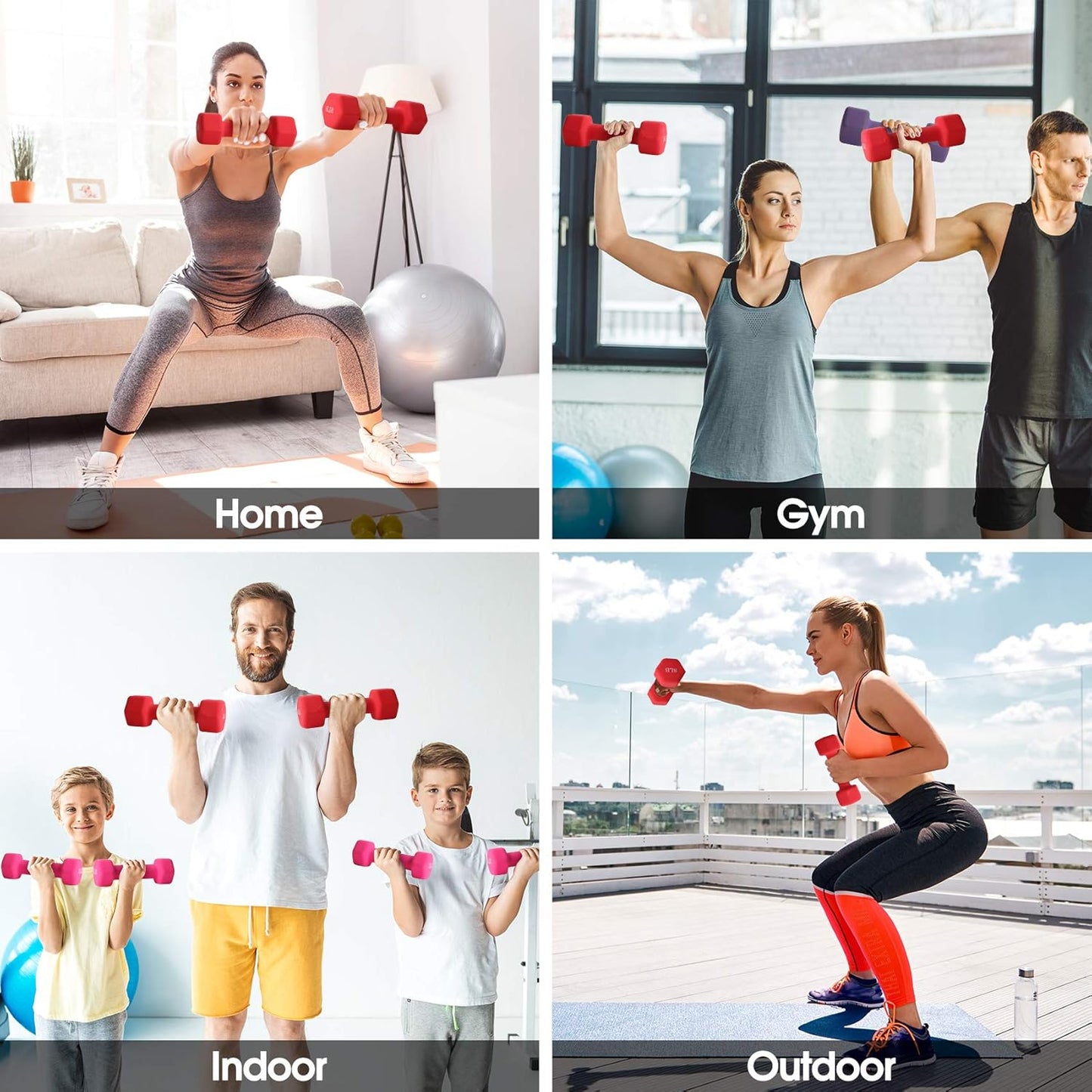 Dumbbell Set, 8Lb Pair Neoprene Coated Iron Dumbbells Hand Weights Set Barbell Exercise Fitness Hex Dumb Bell Free Weight Dumbbell for Women Men Home Gym Workout Strength Bodybuilding Training