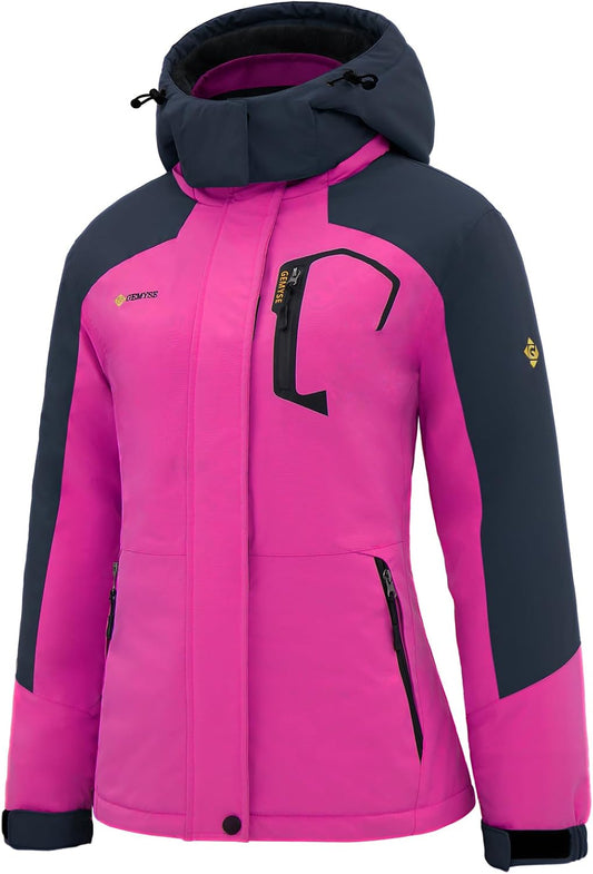 Women'S Ski Snow Jacket Warm Winter Waterproof Coat Snowboard Rain Jacket Hooded Windproof Windbreaker
