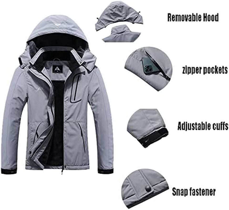 Women'S Waterproof Ski Jacket Warm Winter Coat Outdoor Windbreaker Hiking Snowboarding Jacket