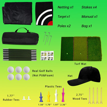 Golf Net for Backyard Practice: Hitting Net with Mat & Target – Training for Driving Chipping Swing Golf Gift for Dad Husband Men