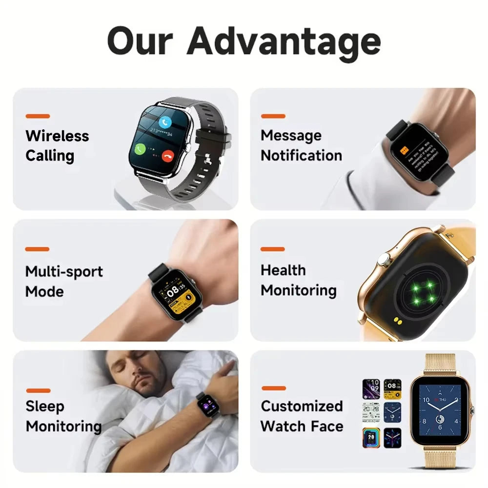2025 New Smart Watch Bluetooth Talk Full Touch Screen Heart Rate Monitor Sports Fitness Smart Watch Men Women Gift