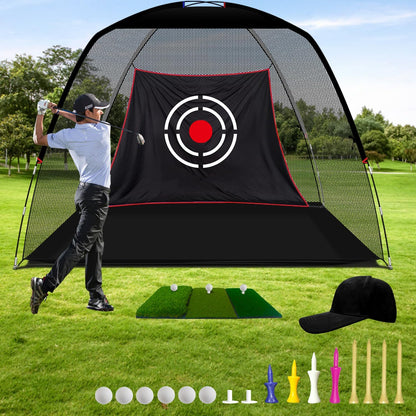 Golf Net for Backyard Practice: Hitting Net with Mat & Target – Training for Driving Chipping Swing Golf Gift for Dad Husband Men