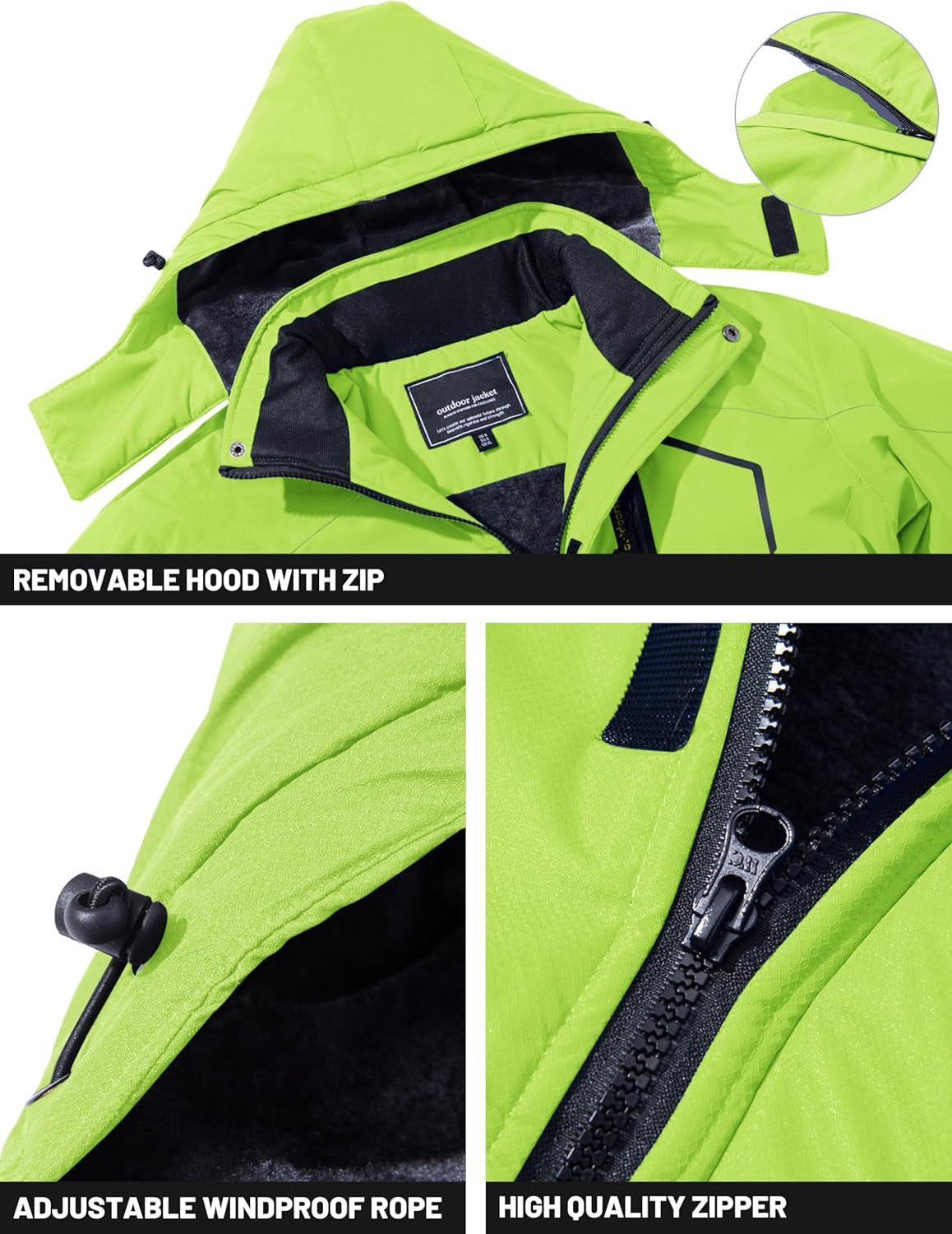 Men'S Winter Skiing Jackets Water Resistant Fleece Coats Insulated Thermal Snowboard Jacket Parka Raincoat with Hood