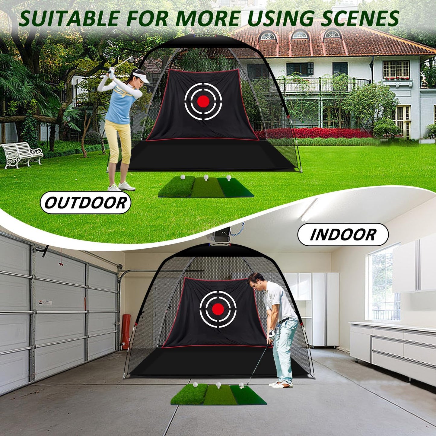 Golf Net for Backyard Practice: Hitting Net with Mat & Target – Training for Driving Chipping Swing Golf Gift for Dad Husband Men
